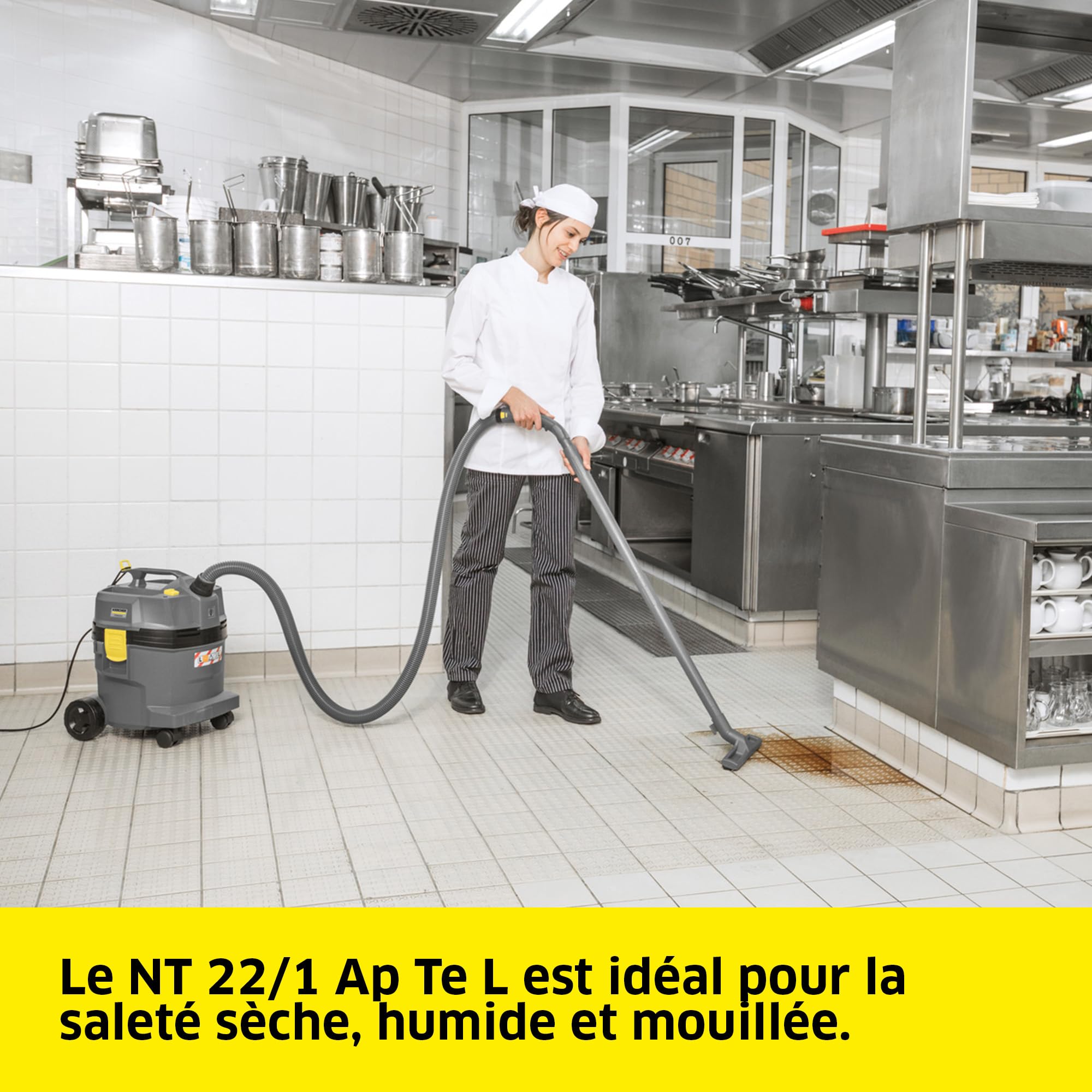 KÄRCHER Aspirateur Eau et poussières NT 22/1 AP L, Puissance : Max. 1300 W, Filtre Cartridge PES, réservoir : 22 l, Tuyau : 1,9 m, coude, suceur pour sols humides/secs (300 mm), buse de Fentes