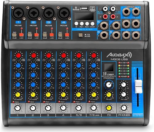 audibax MG08A USB Tisch  Mischpult Kanal mit Bluetooth  MP3  USB Rec und Auswirkungen