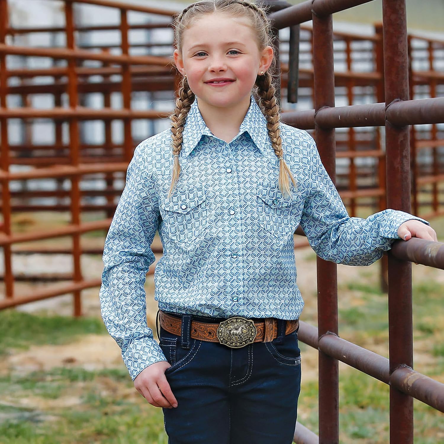 SANSTHS Kids Western Belt for Boys Girls Genuine Leather Cowboy Cowgirl Belts with Detachable Buckle for Jeans Western Gifts - Image 2