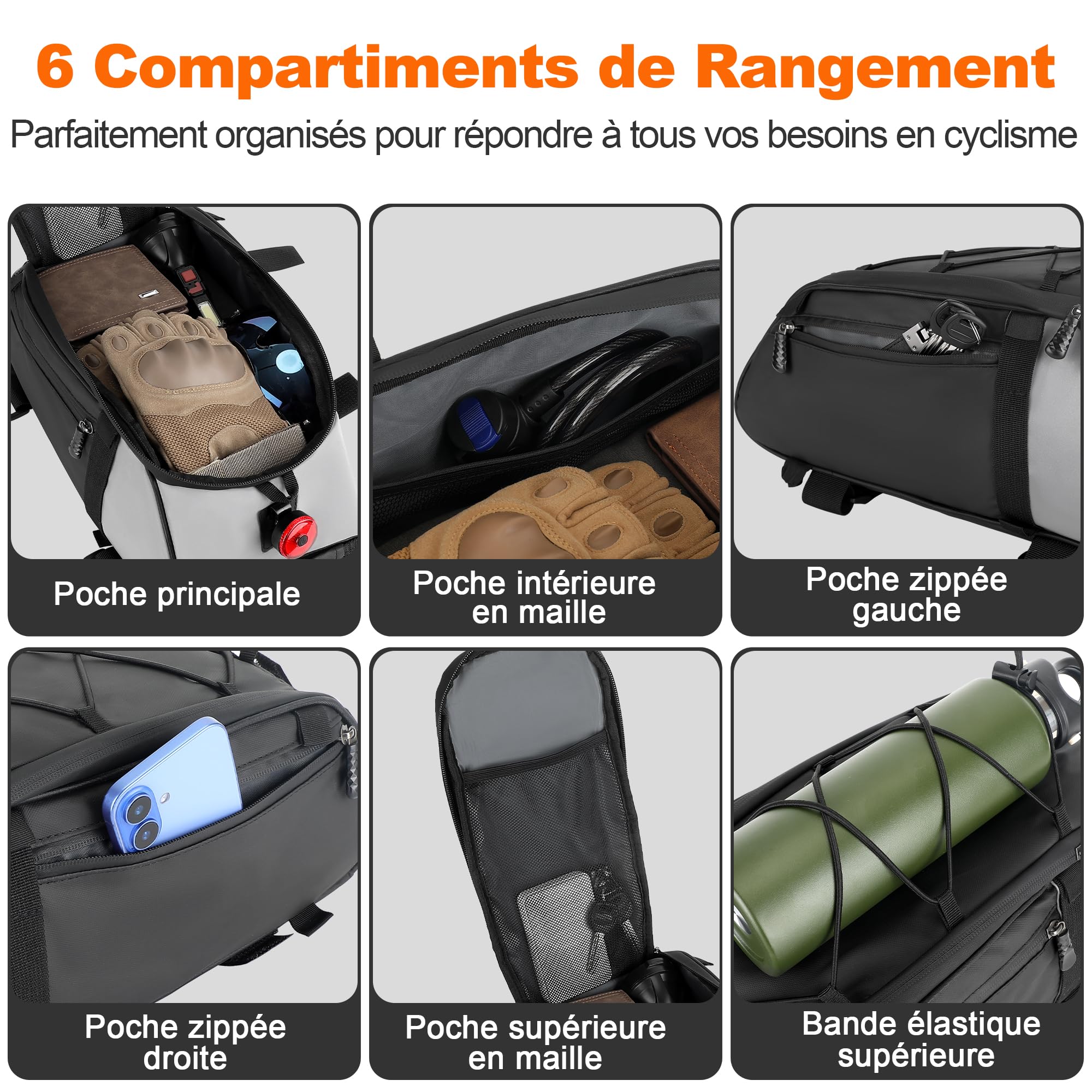 Wildken Sacoche Velo Porte Bagage Arriere, 12 L Noir Sacoche Porte Bagage Velo Étanche Réfléchissante avec Poignées et Bandoulières, Sac Porte Bagage Vélo Adapté VTT, Vélo de Route, Gravel, E Bike