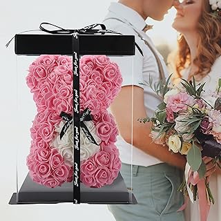Rose Teddybär, Rosenbär, Blumenbär, 10 "Blumenbären, Forever Rose Bear Foam Künstliche Blume, Geschenk für Frauen, einziga...
