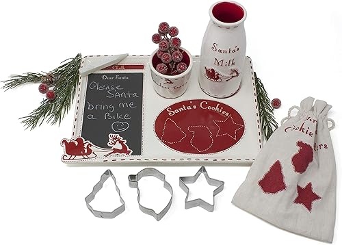 Miniatura 2 de Child to Cherish Juego de platos navideños con mensaje de Papá Noel con cortadores de galletas, plato de Papá Noel, tarro de leche de Papá Noel y