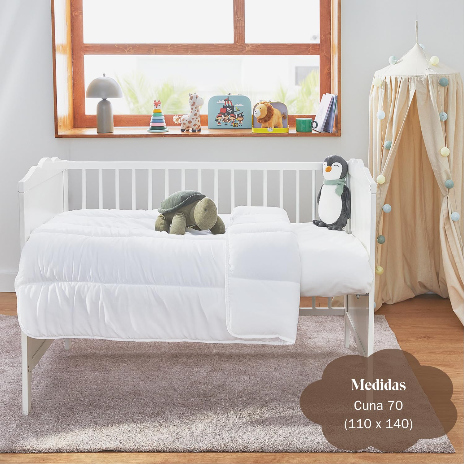 Pikolin Home Dekbed van anti-mijtvezel, lente/zomer, 150 g/m², bed van 100/105 cm, 180 x 220 cm, wit