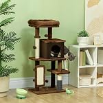 PawHut Cat Tree for Large Cat Adults, 41 Inch Cat Tower for Indoor Cats w/Scratching Posts, Cat Bed, Condo, Grooming Brush, Jumping Platforms, Toy Balls, Anti-tip Kit, Brown
