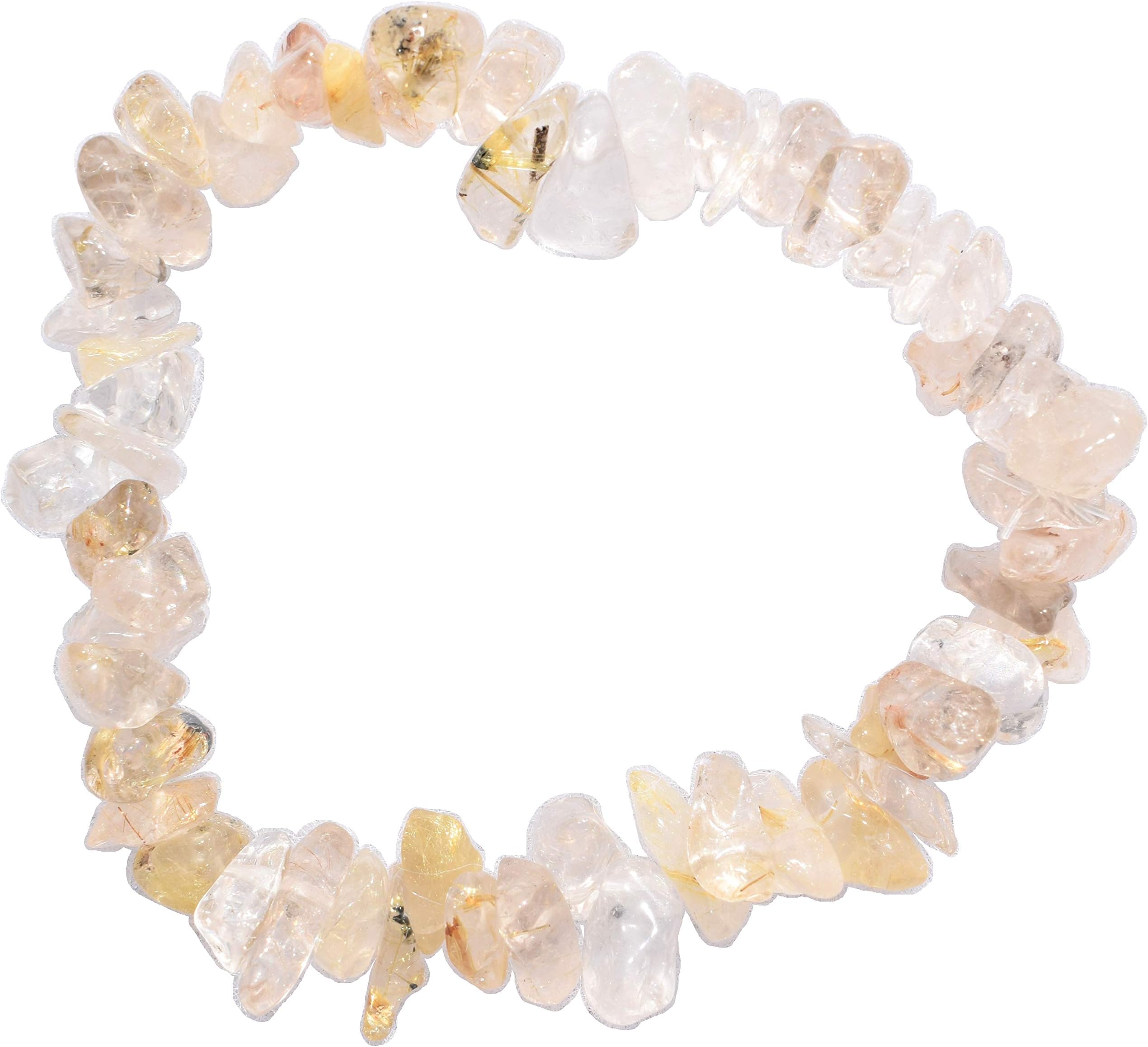 Zenergy Gems Charged Premium Natural Crystal Chip Bead Bracelet + Moroccan Selenite Charging Crystal [Included]