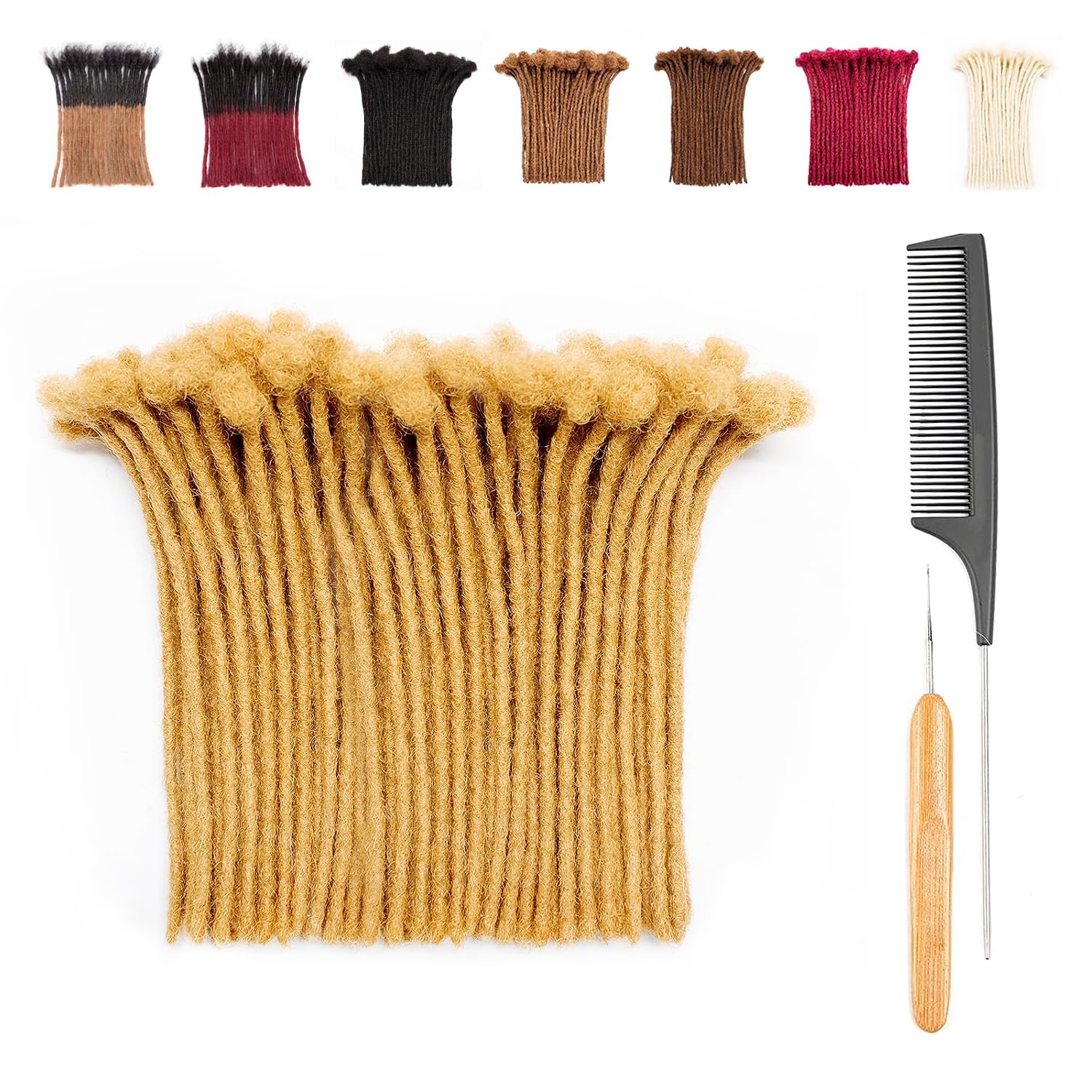 loc extensions human hair，0.8cm Thickness 8 Inch 10 Strands #27 100% Real Human Hair Dreadlock Extensions for Man/Women Full Head Handmade Permanent loc Extensions Bundles