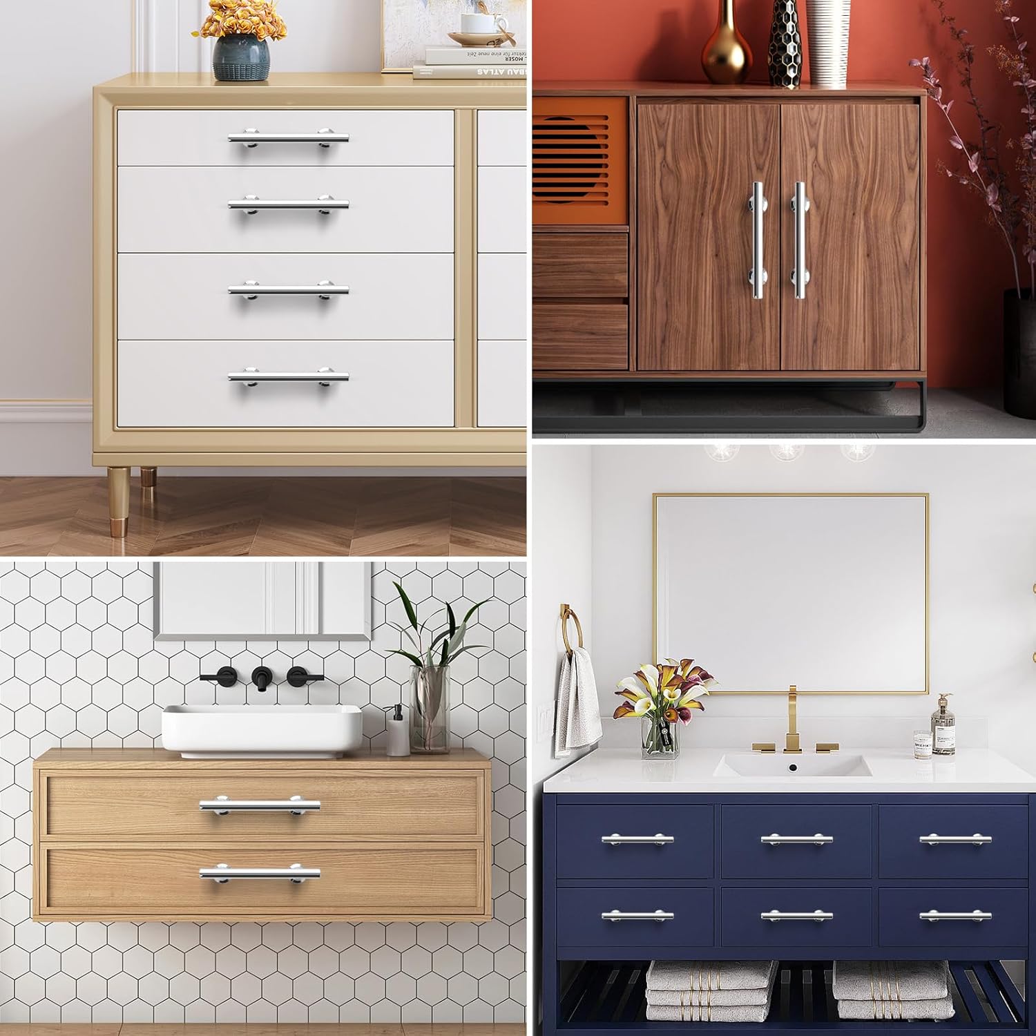 NEGS Chrome Cabinet knobs Chrome Cabinet pulls Chrome knobs for cabinets Chrome knobs Polished Chrome Cabinet knobs Chrome Cabinet Handles Cabinet knobs Silver (6, Polished Chrome, 4 inch)