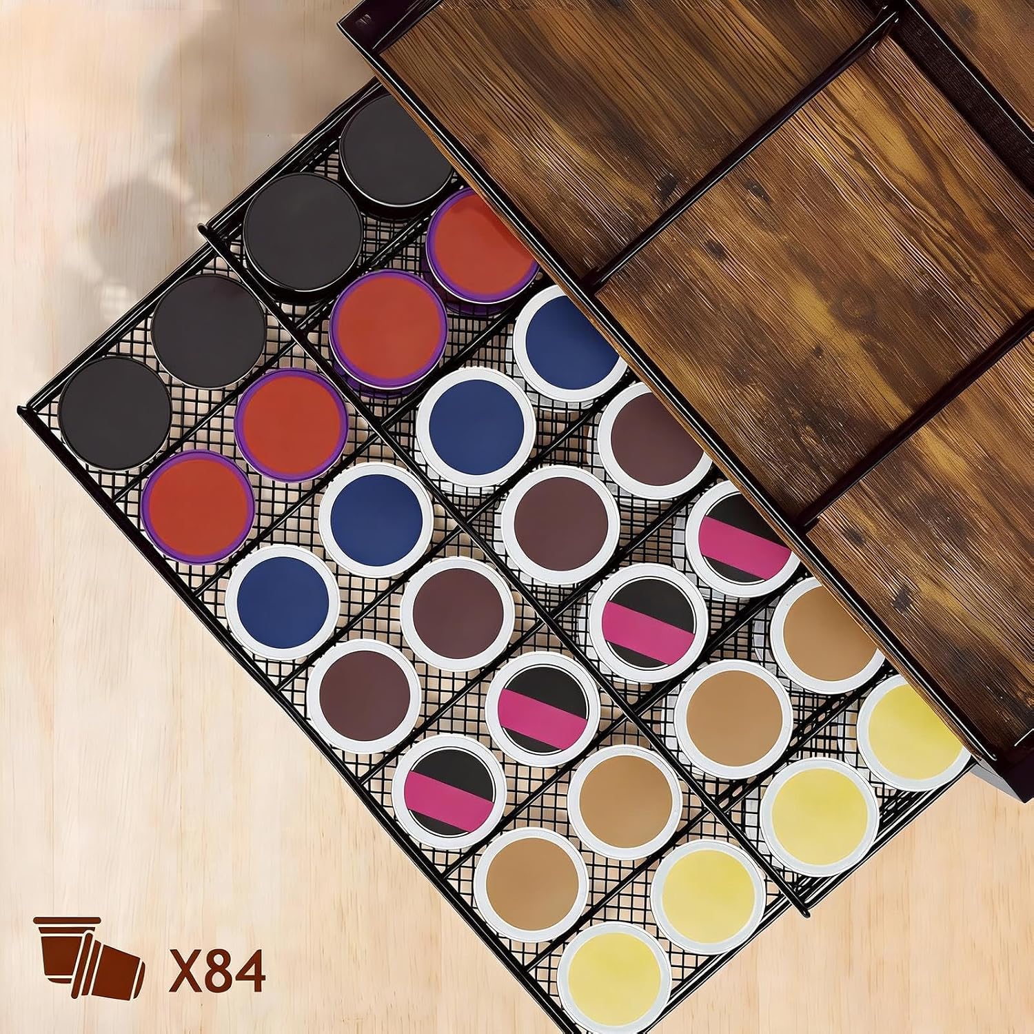 Coffee Pod Organizer - 3 Tier Container Display Shelf,Tea Bag Organizer,for Drawer Counter Countertop Cabinet Desktop Wall Fridge Home Kitchen Bar Cafe Station