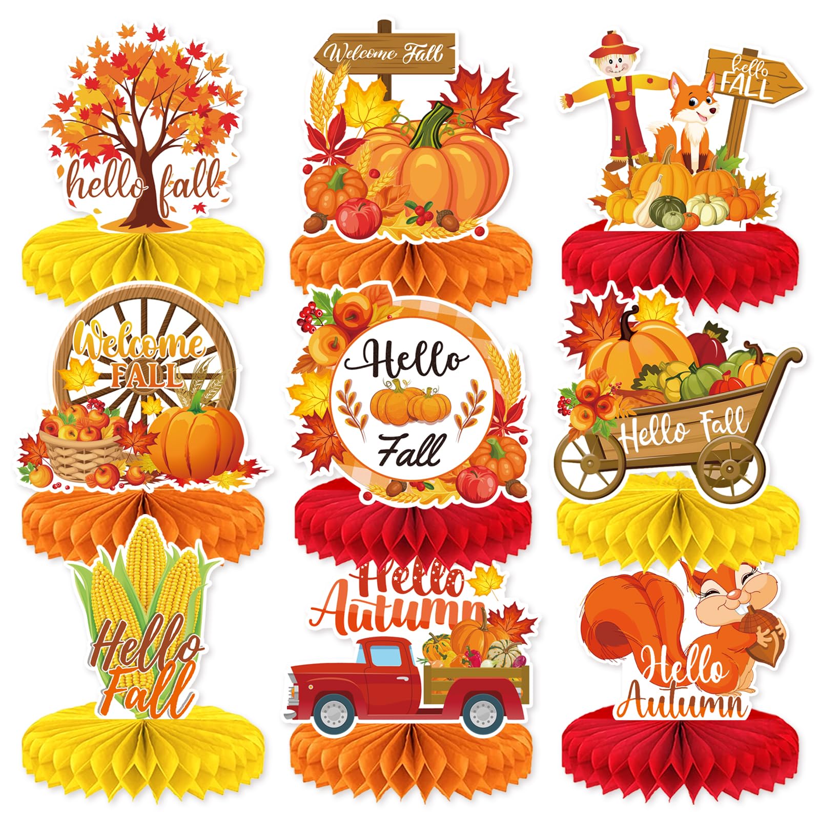 Fall Thanksgiving Table Decorations, Autumn Honeycomb Centerpieces