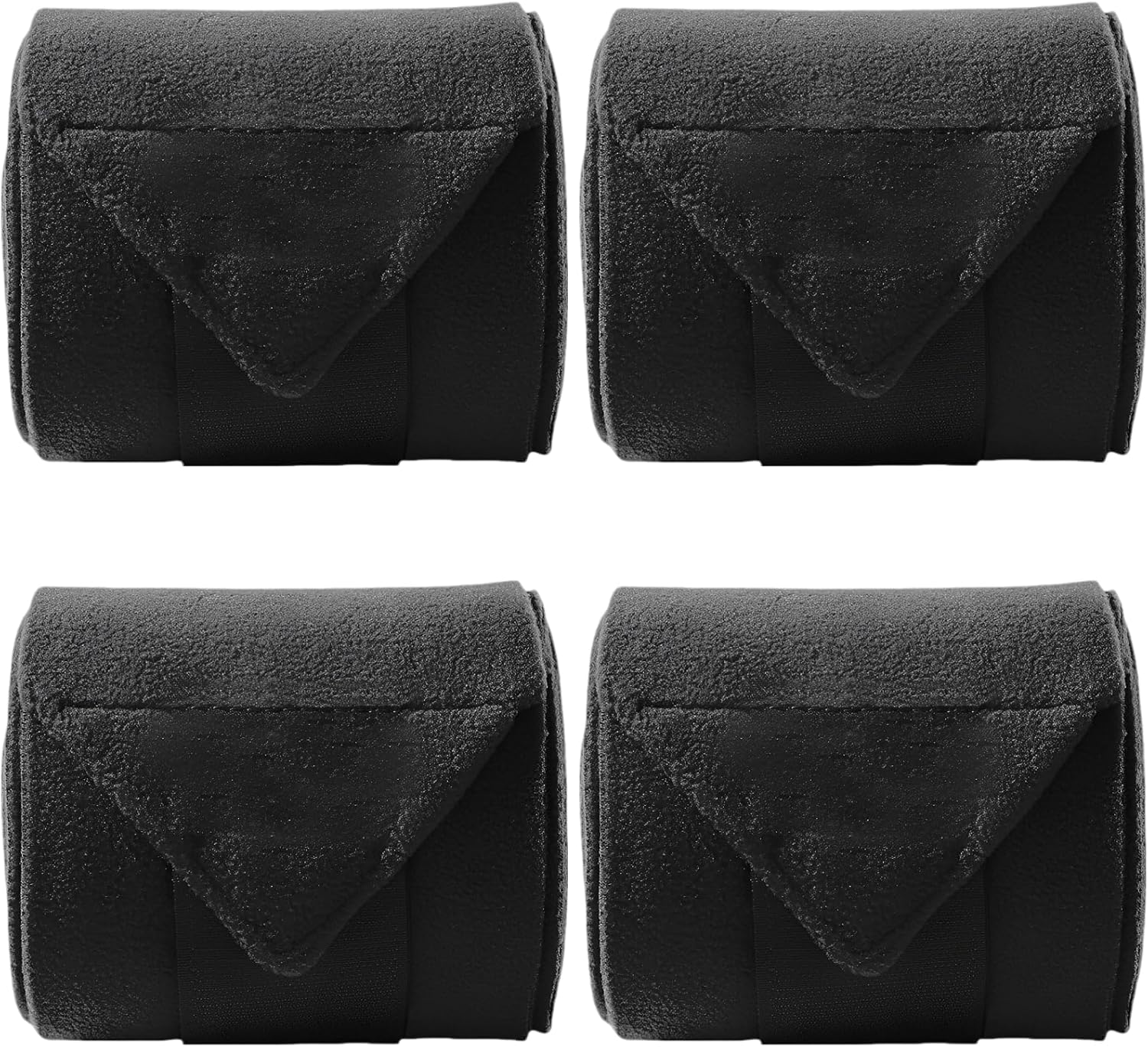Elastic Horses Riding Bandages, 4 Pcs Fleece Wraps Set, Horse Leg Bandages, Black Soft Breathable Equestrian Protective Leg Wraps for Leg/Wrist Support