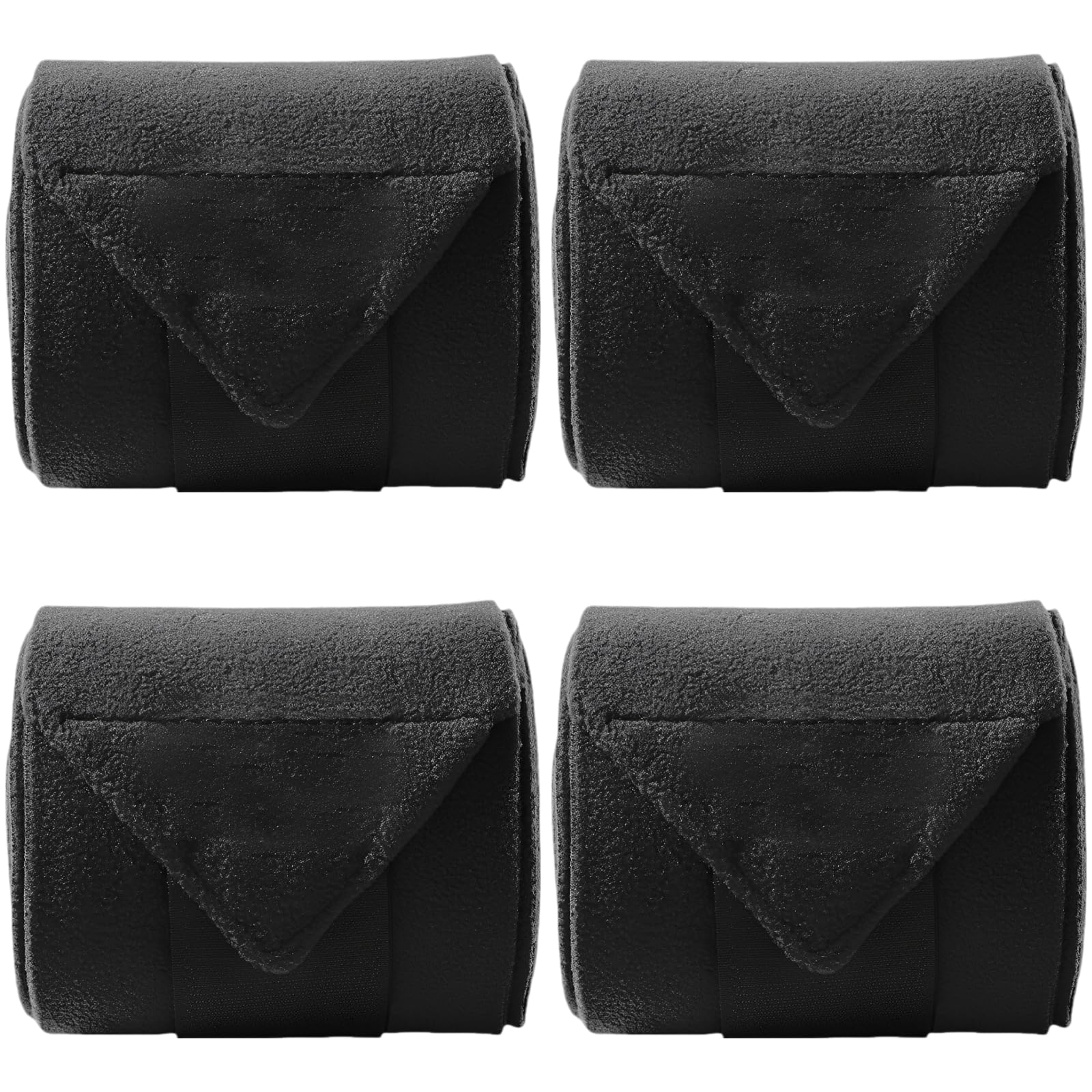 Reitbandagen für Pferdebeine oder Handgelenkschutz, 4-teiliges Fleece-Bandagen-Set, Pferdebeinbandagen, weiche, atmungsaktive Reitschützende Beinbandagen, schwarz