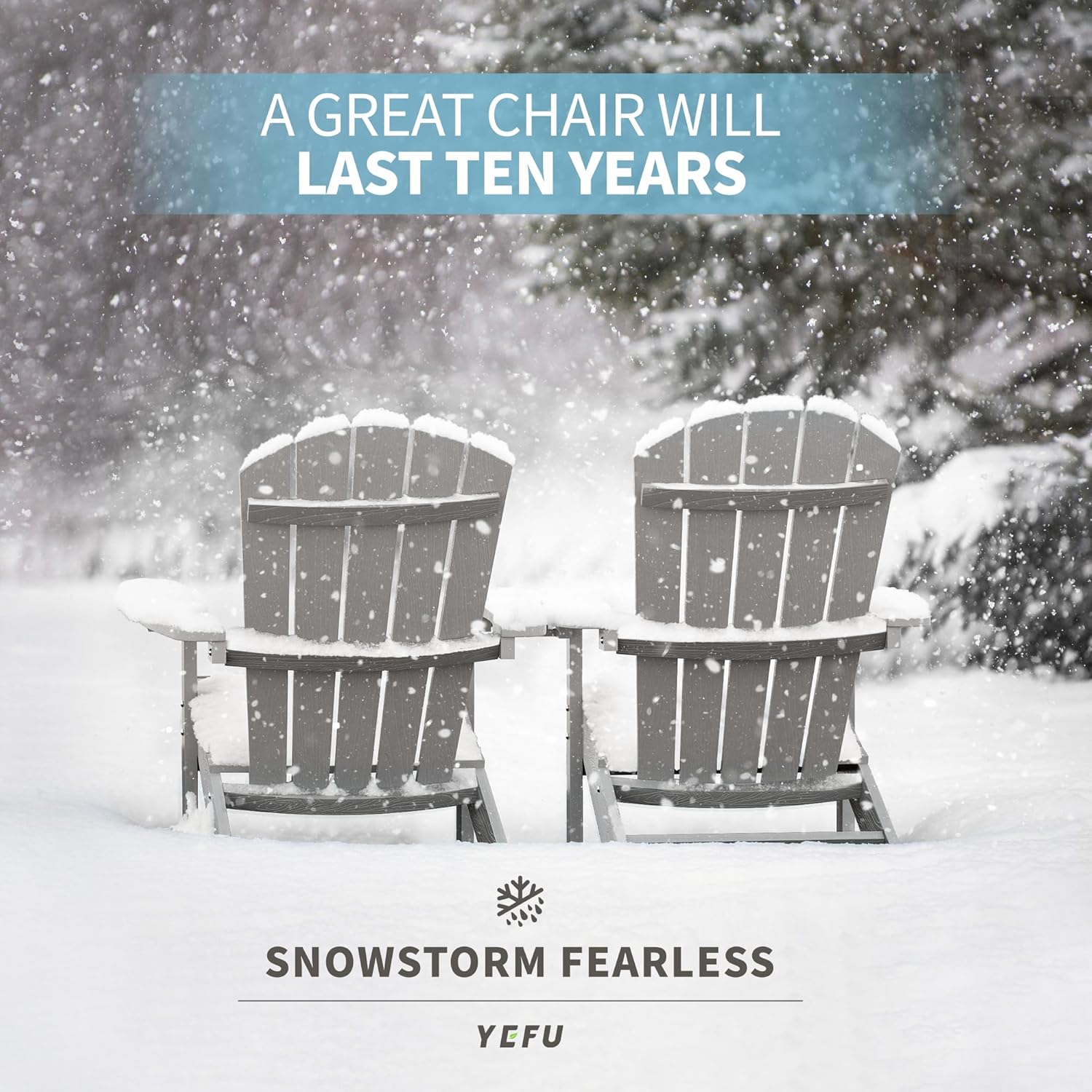 YEFU Adirondack Chairs Set of 2: Plastic Adirondack Chairs - Patio Chairs with Wood Texture - Outdoor Chair HIPS - Lawn Fire Pit Deck Porch Garden Chairs for Adults(Grey)