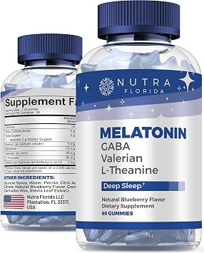 Melatonin Gummies 10mg with L-Theanine + Valerian Root & GABA Sleep and Restore Gummies for Adults Natural Nighttime Support Vegan, Non-GMO, Gluten Free, Safe & Non-Habit Forming