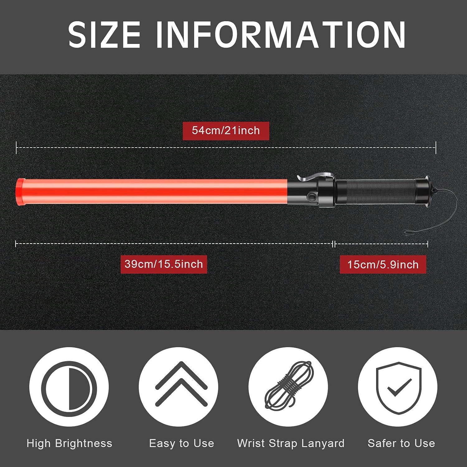 12 Pcs Signal Traffic Wand Safety Traffic Control Wand Lighted Baton Multifunctional LED Traffic Baton with 2 Flashing Modes, Wrist Strap Lanyard, Side Clip (Using 2 C-Size Batteries, 21 Inch)