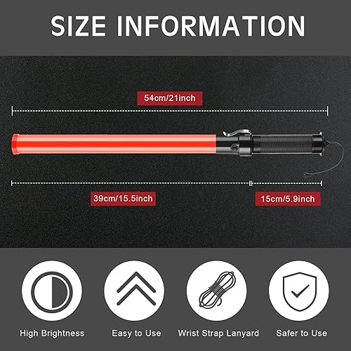 Miniatura 2 de Varita de tráfico de señal, 12 unidades, varita de control de tráfico de seguridad, bastón iluminado multifuncional con LED con 2 modos de parpadeo,