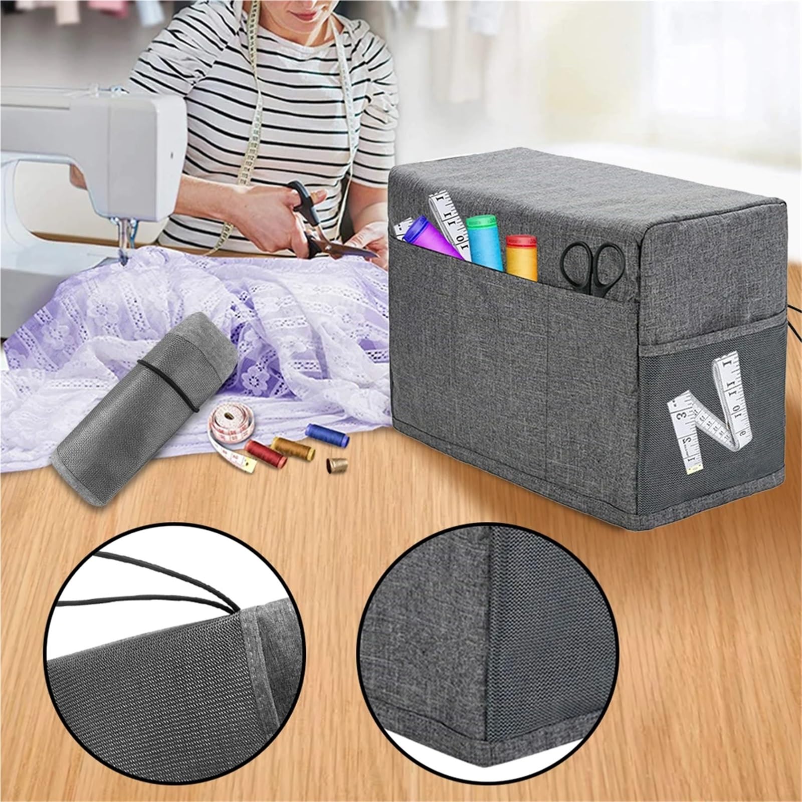 Bolsa para Máquina De Coser Funda Protectora for máquina de Coser con Bolsillos for la mayoría Las máquinas domésticas