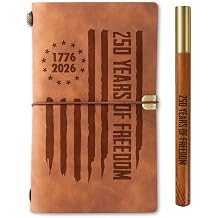 InnoBeta 250th Anniversary 250 Years USA Flag Journal, Faux Leather Refillable Notebook, Sketchbook, Travel Diary, 7.8x5 Inches - 1776-2026