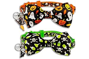 2 Pack Halloween Cat Collar with Bell and Safety Buckle, Breakaway Cat...