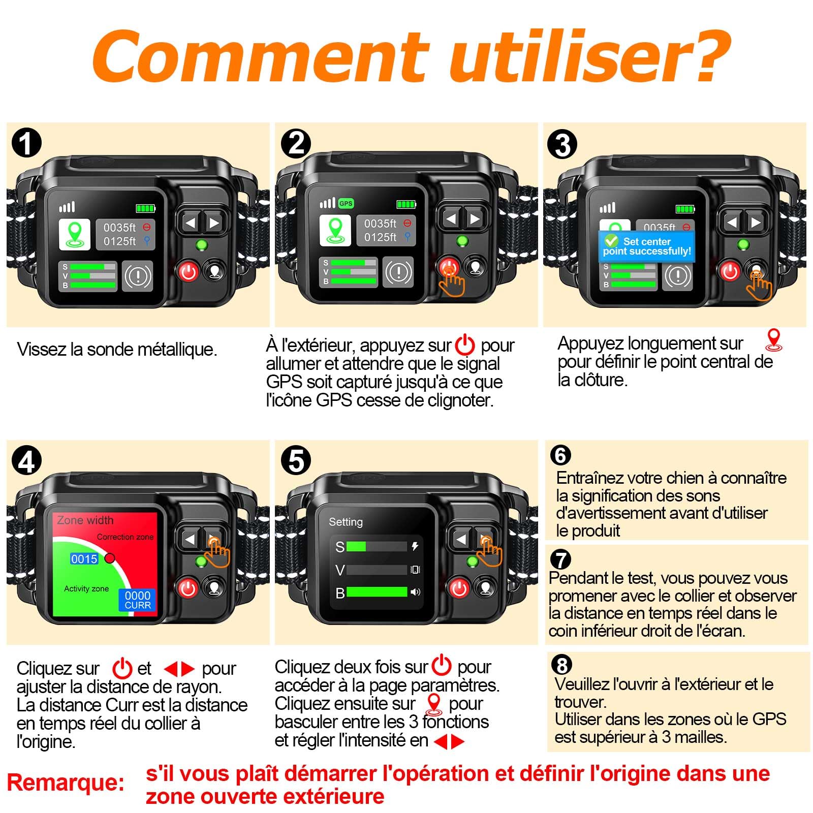 Système de clôture de Chien sans Fil GPS-Clôture de Chien électrique avec Technologie de Satellite électrique GPS, Gamme de système de clôture pour Animaux de Compagnie 20~2000m, 3 Modes imperméable