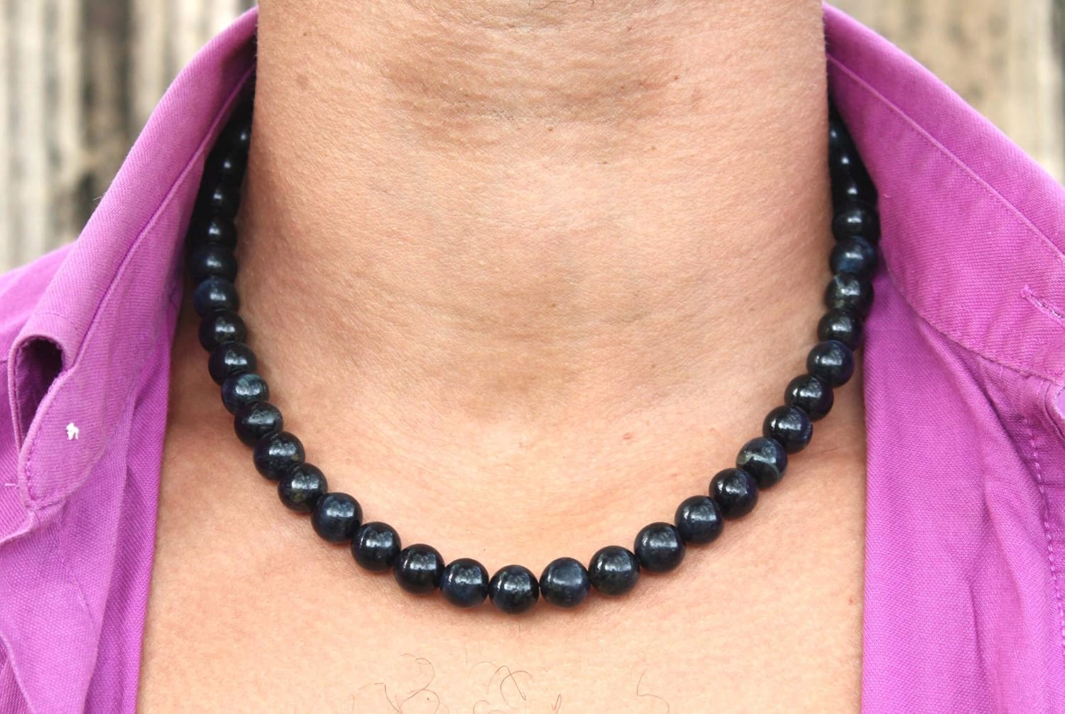 Blue Tiger Eye Beaded Necklace for Men/Women - Confidence - Powerful Speech- Crystal Healing Necklace - Hawks Eye Necklace