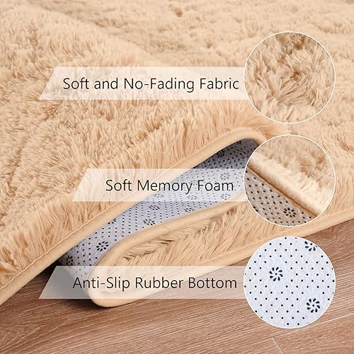 Miniatura 206 de Kelarea Alfombra de área para sala de estar, 3 x 5, antideslizante, color azul turquesa, esponjosa, suave, alfombra de felpa peluda para dormitorio