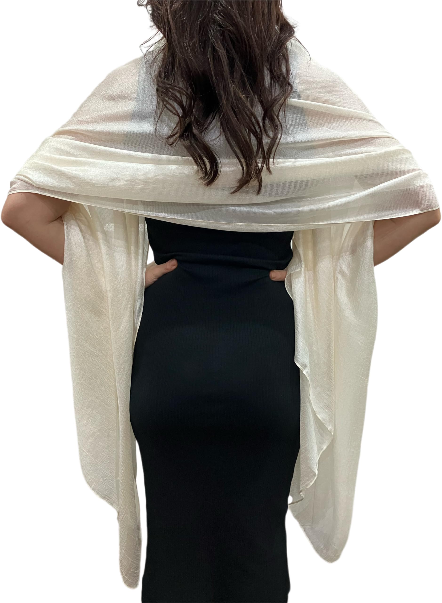 Central Chic Large Silky Shimmery Pashmina Shawl Stole Wrap Scarf Weddings Party Scarf For Weddings Bridesmaids Parties (Ivory)