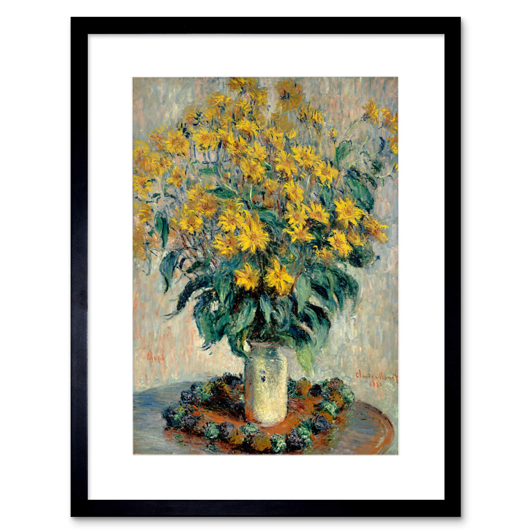 Wee Blue Coo Claude Monet French Jerusalem Artichoke Flowers Framed Wall Art Print