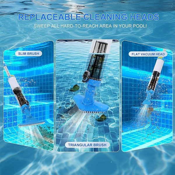 4 in 1 Cordless Rechargeable Small Pool Vacuum spa hot tub 90 Mins Running Time, 12 Gallons/Min Powerful Suction - 3