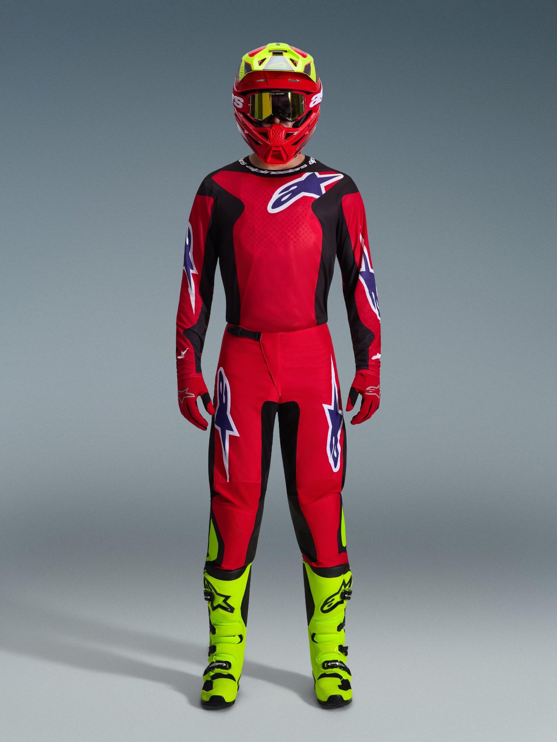 Alpinestars Fluid Grid Maglia da motocross, nero/rosso, M