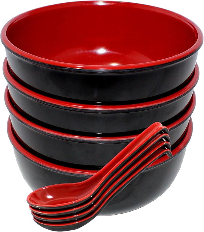 VERSAINSECT t of Four Large Melamine Noodle Soup Bowls and