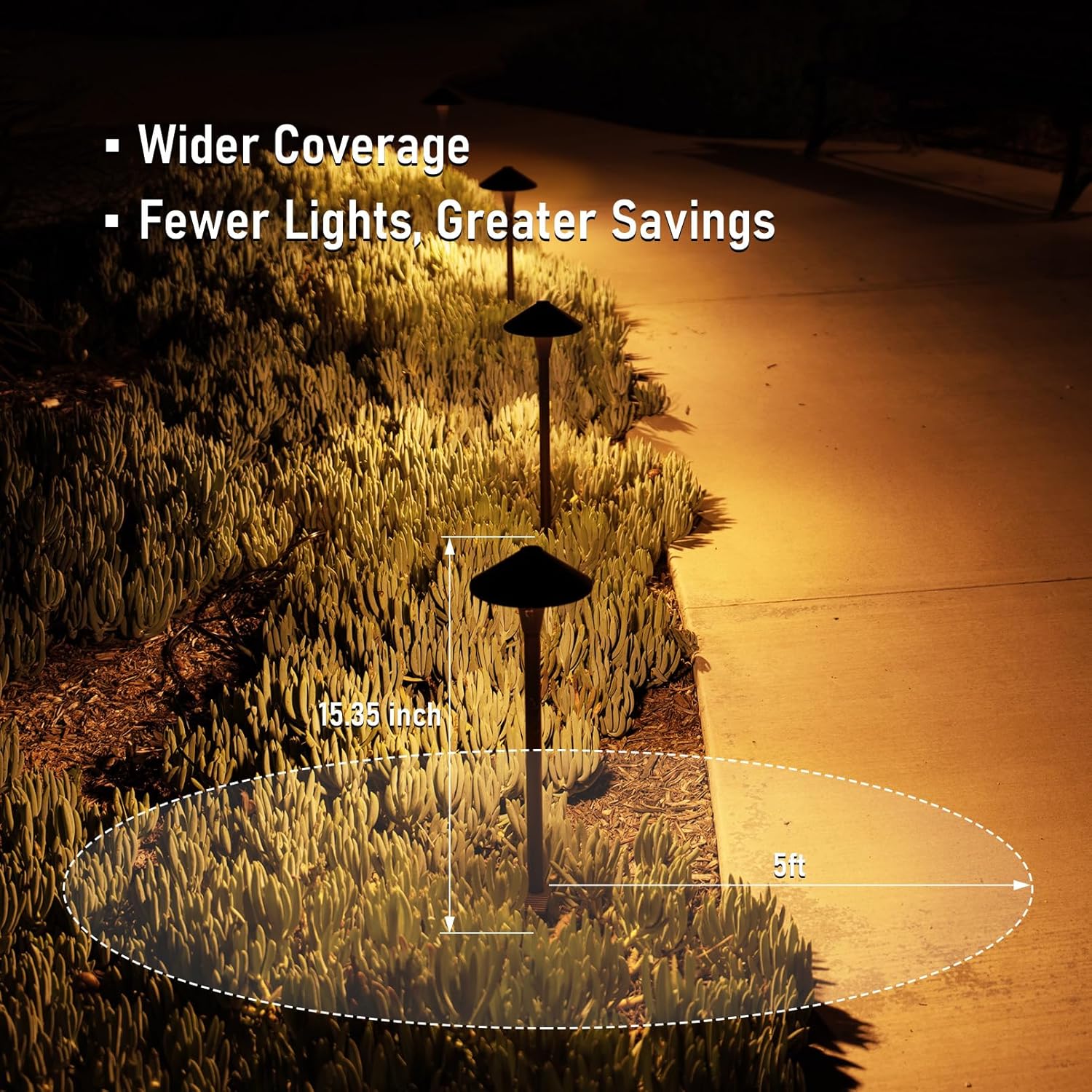 LEONLITE Update 5CCT Low Voltage Pathway Lights, LED Landscape Path Lights, 1800/2700/3000/4000/5000K, Flat Cone Head, 12-24V AC/DC, IP65 Outdoor Walkway Light, Oil Rubbed Bronze Aluminum, Pack of 6