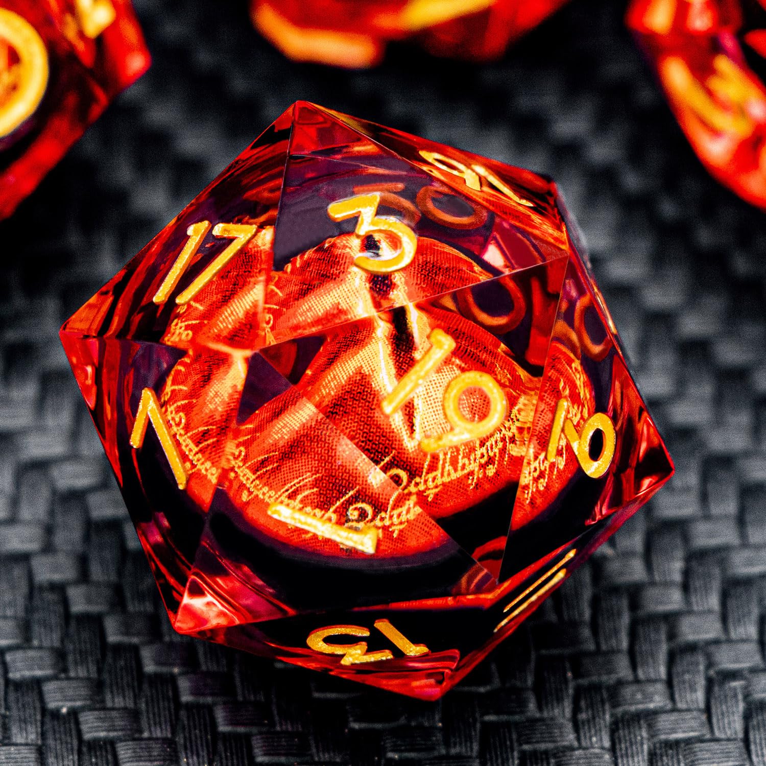 ARUOHHA Gazes Eye Dice DND Resin Dice Liquid Core Flaming RPG Sharp Edged Dice Set including Gift Box