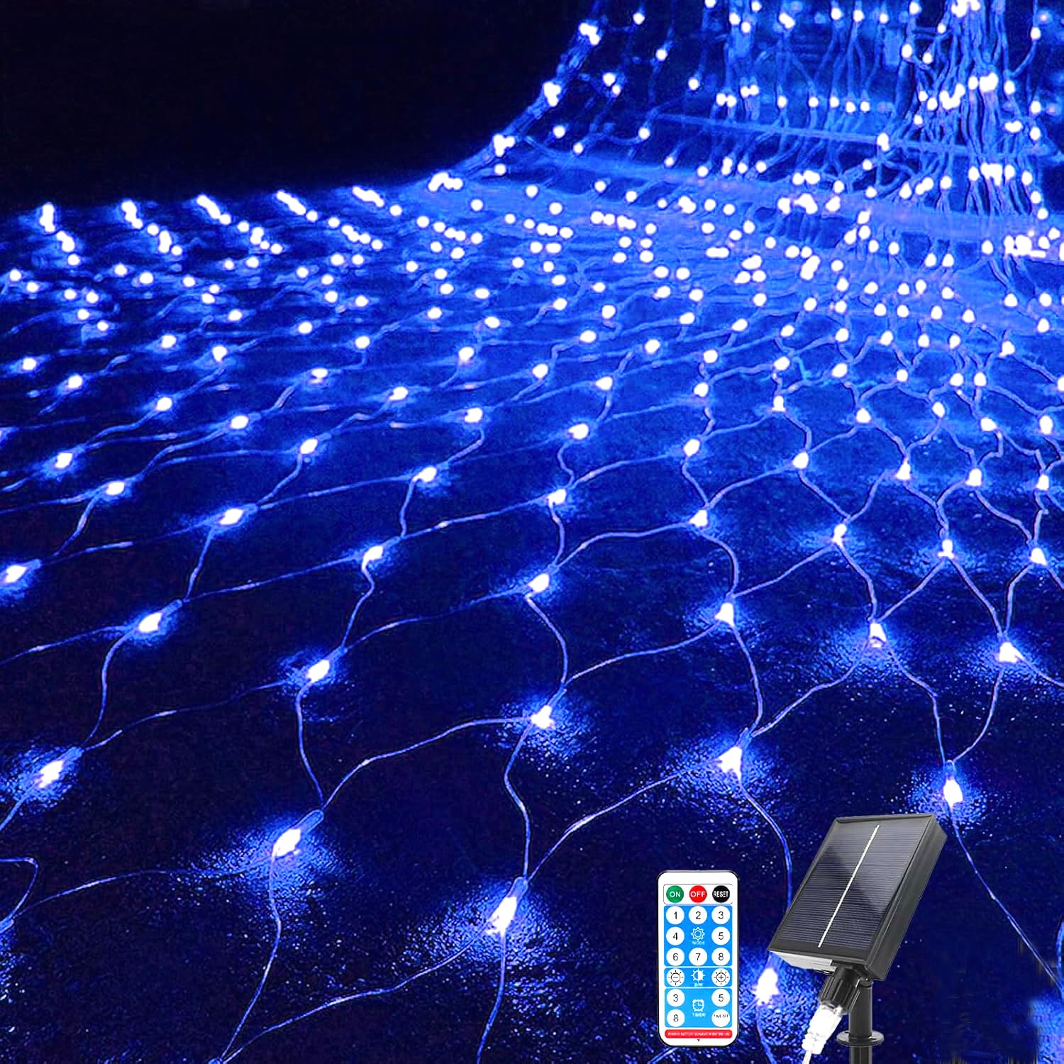 Kousee LED Solar Net Light, 1.5Mx1.5M Mesh Fairy String Lights