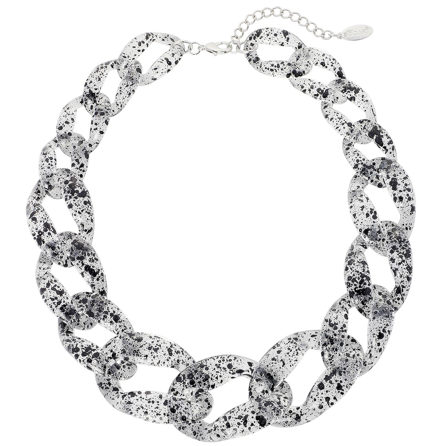 Bocar Statement Chunky Fashion Acrylic Beads Choker Cube Link Chain Necklace for Women Gifts