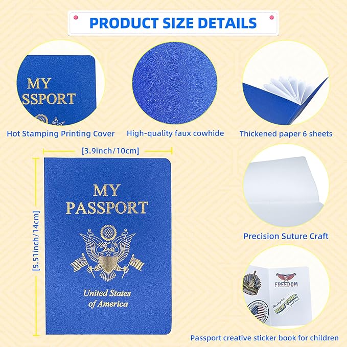 30 Piezas Pasaporte en Blanco Cuaderno Viaje Azul Falso Stickers miniatura 3