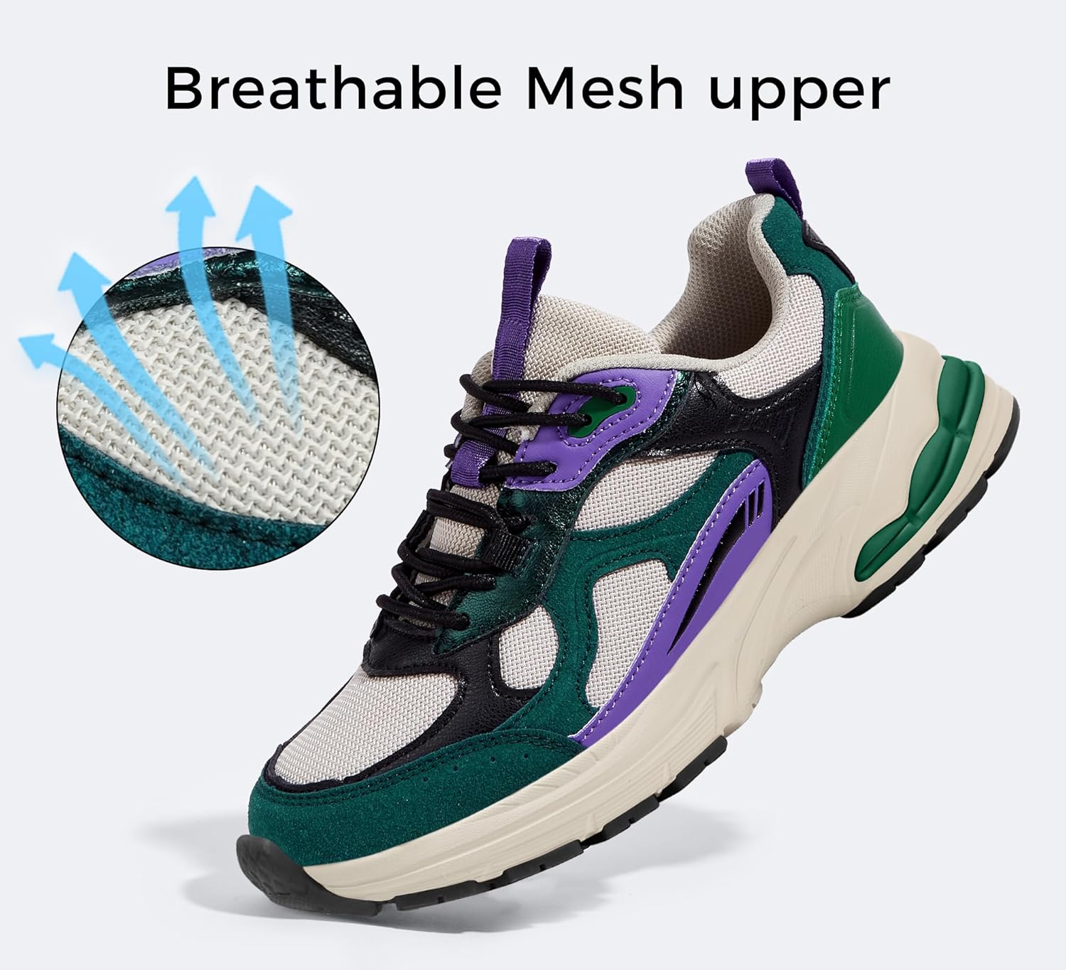 LUCKY STEP Women's Platform Chunky Fashion Sneakers Mesh Casual Running Tennis Workout Sport Work Trendy Athletic Walking Shoes - Image 2