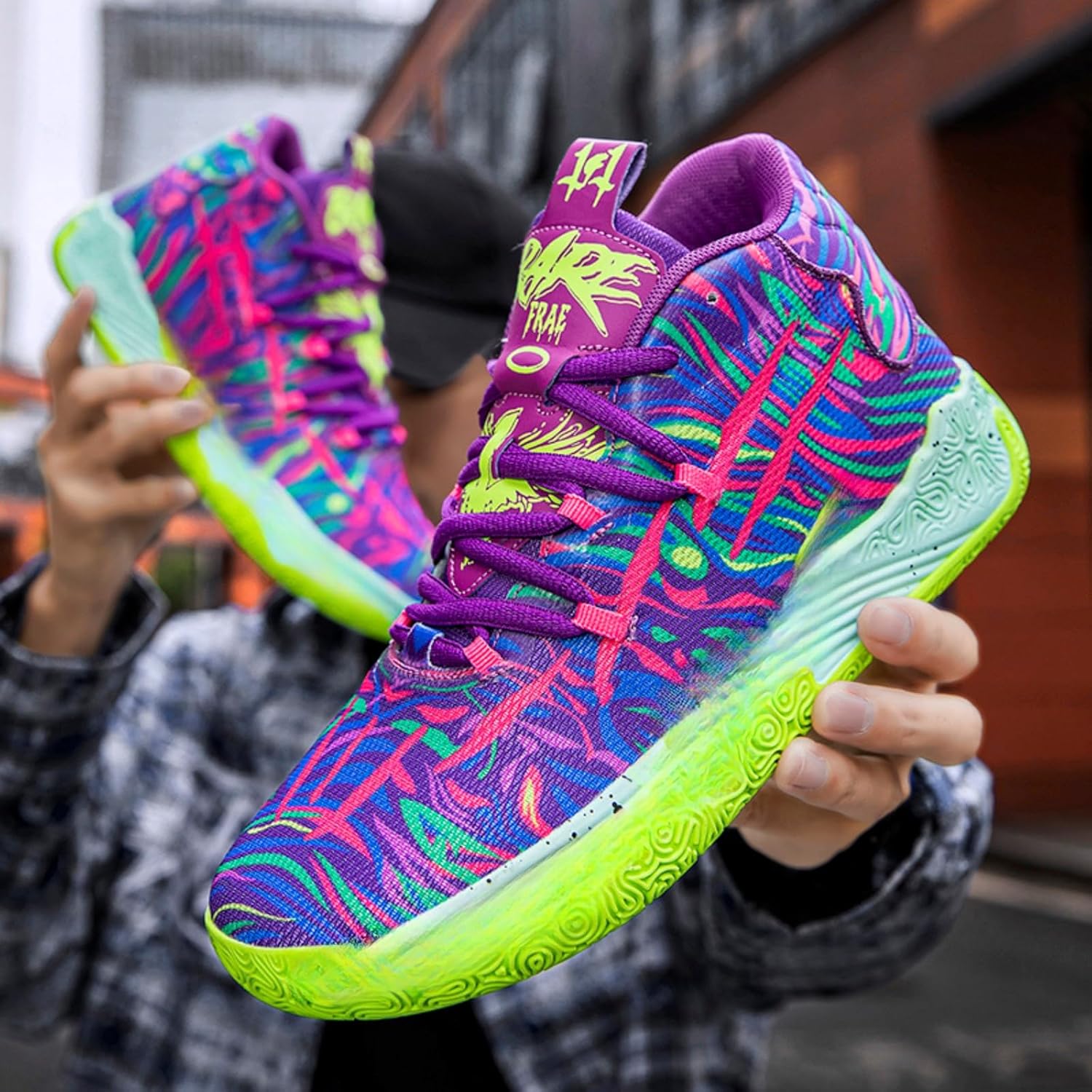 FOTN Womens Multicolour Lace Up Fashion Sneaker High-Top Casual Breathable Sports Athletic Walking Running Basketball Shoes - Image 4