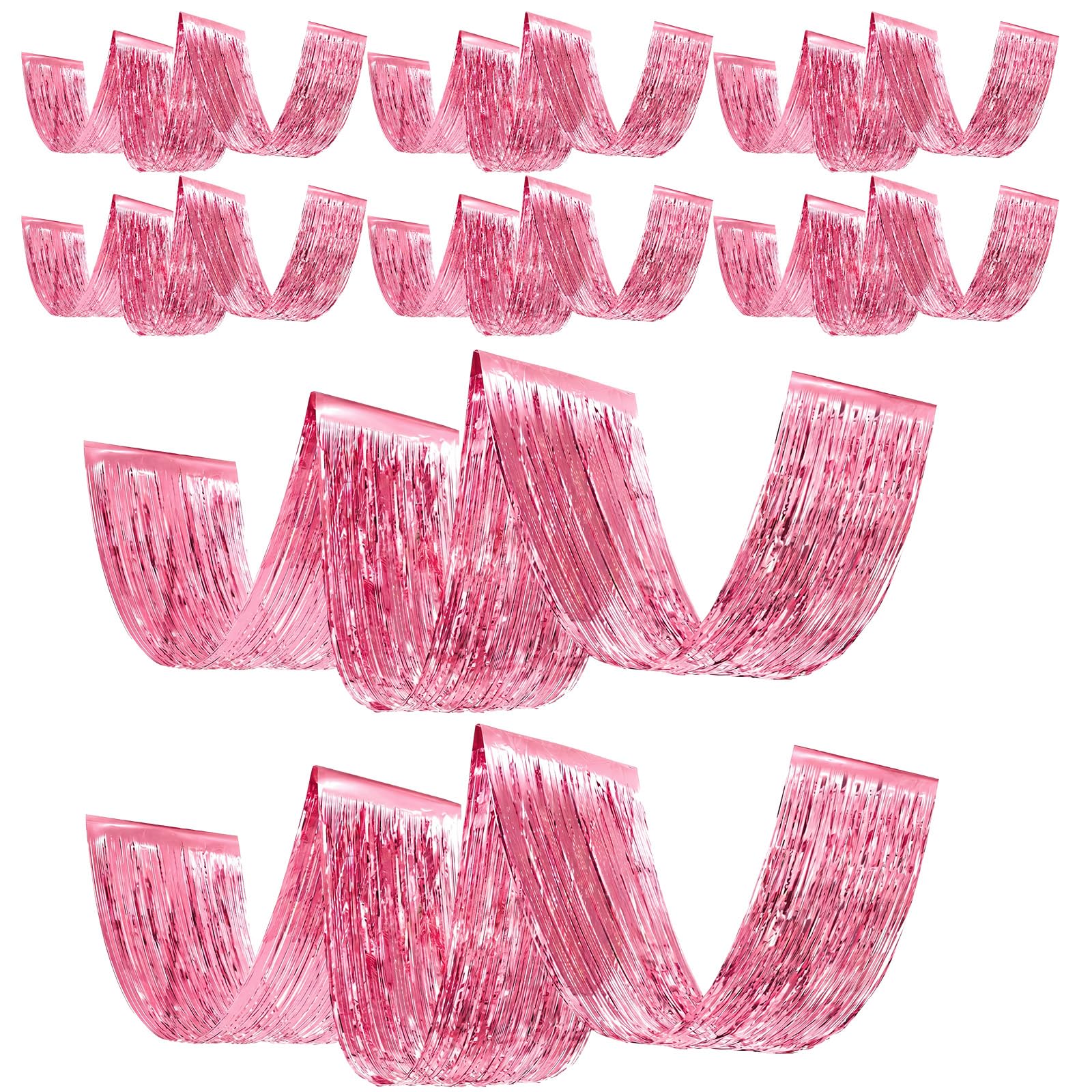 Breling 8 tende a frange rosa per soffitto, in lamina metallica, 4,6 m | Decorazione romantica per addio al nubilato, addio al nubilato, San Valentino, compleanno, ballo di fine anno e sfondi