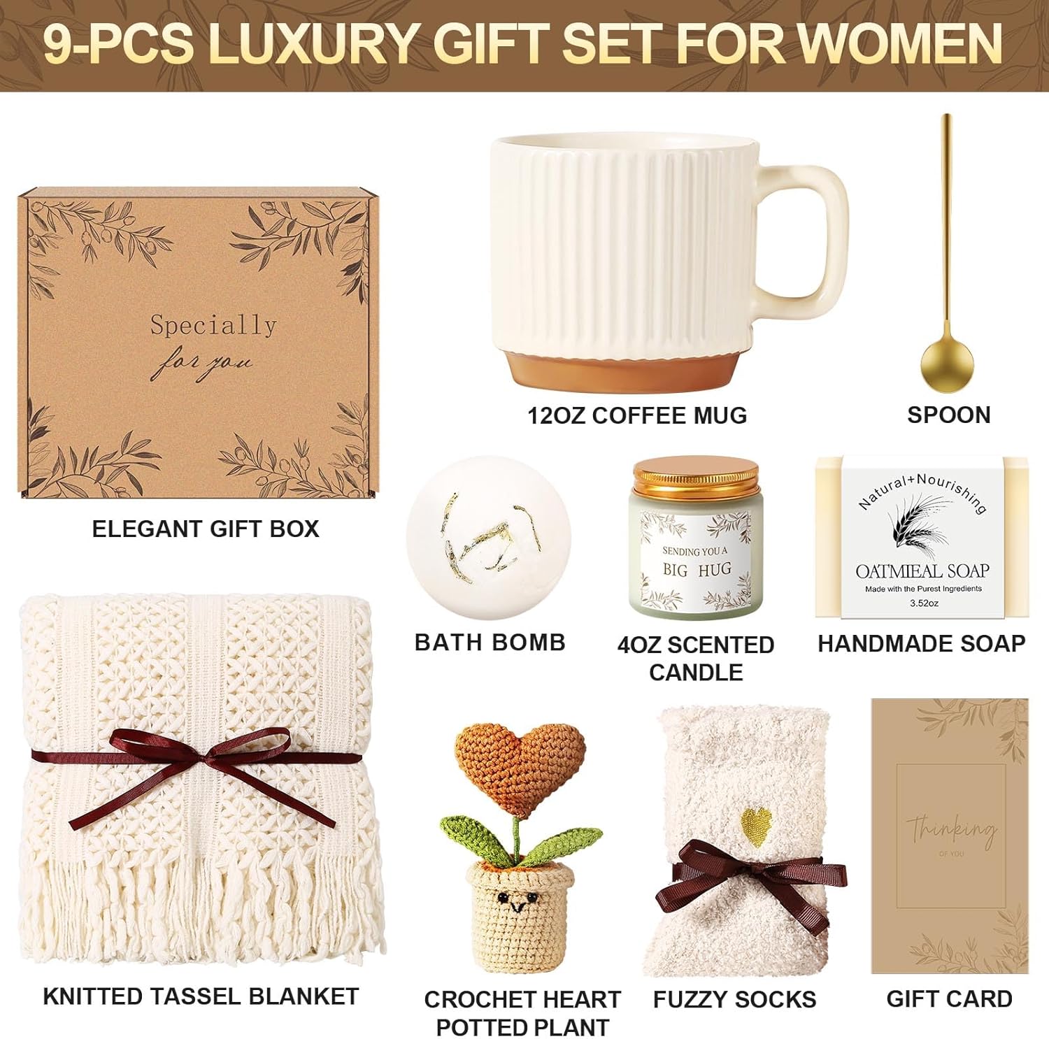 Get Well Soon Gift Baskets for Women Self Care Gifts, Spa Care Package After Surgery Inspirational Thinking of You Sympathy Gifts,Christmas Birthday Gift for Women Friends Mom Sister Grandma