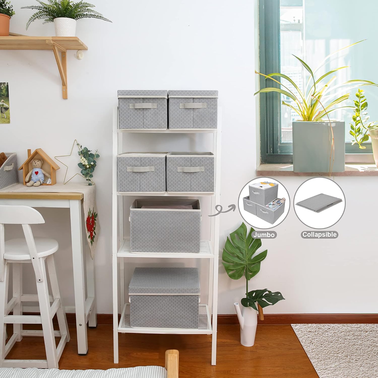 GRANNY SAYS Kid’s Fabric Storage Bin Toy Storage Basket, Nursery Storage Box Closet Organizer Bins for living Room, Extra Large, Gray/Beige, 3-Pack : Home & Kitchen