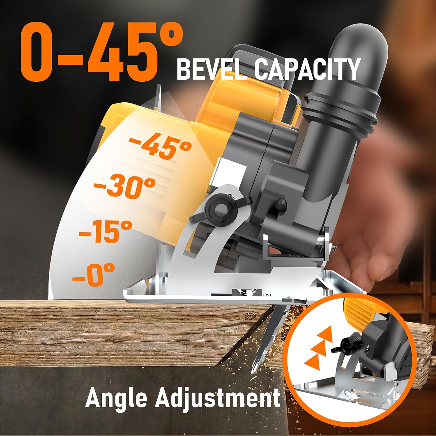 6 Inch Cordless Circular Saw Compatible with Dewalt 20V Battery(NO Battery) with Brushless Motor,Storage Bag,Guide Ruler,6" Blade,2" Cutting Depth,0-45°Bevel for Wood,PVC