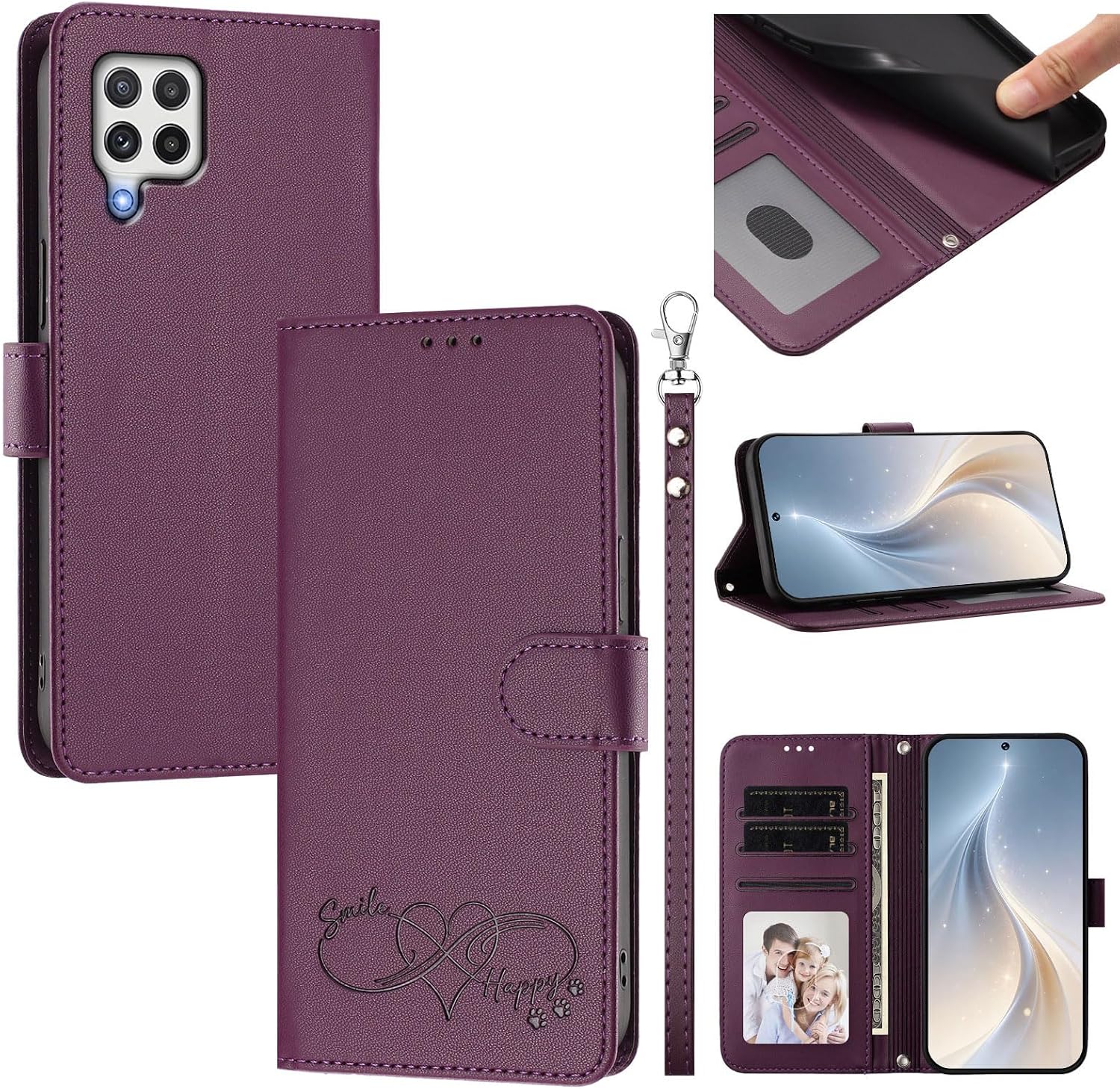 Compatible with T-Mobile REVVL 6 6X Pro,Compatible with T Phone Pro 5G Flip-Kickstand-Magnetic Card Slot Lanyard Protective Case Violet