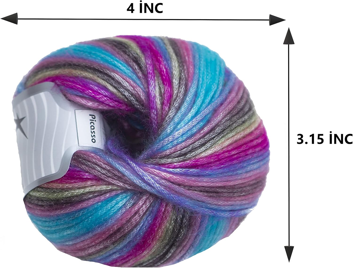 Picasso (3 Pack) Light Shinny Yarn for Knitting & Crochet - Acrylic & Polyester Blend (3x1.76 Oz, 3x125 yds) - Dream-Green, Brown, Blue, Turquoise, Fuchsia