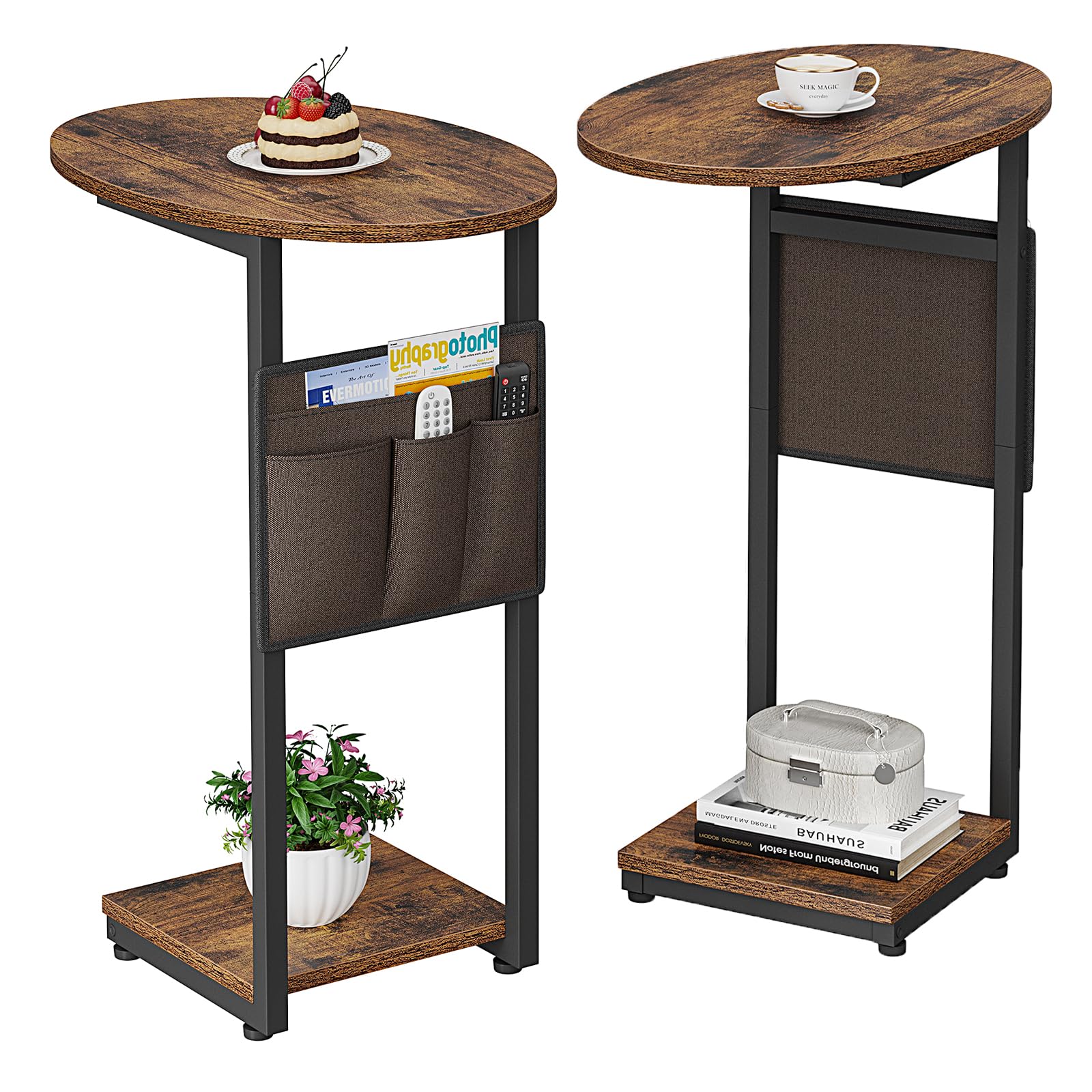 Amazon.com: Vagusicc C Shaped End Table, Set of 2 Side Table for
