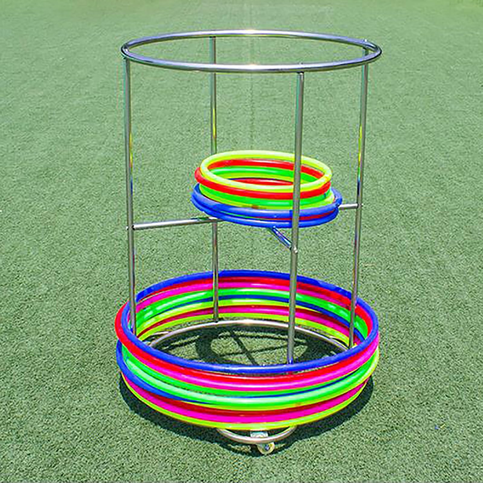 Supporto per Hula Hoop Supporto per cerchio sportivo mobile, supporto per hula hoop indipendente con ruote, espositore per anelli da ginnastica per scuole