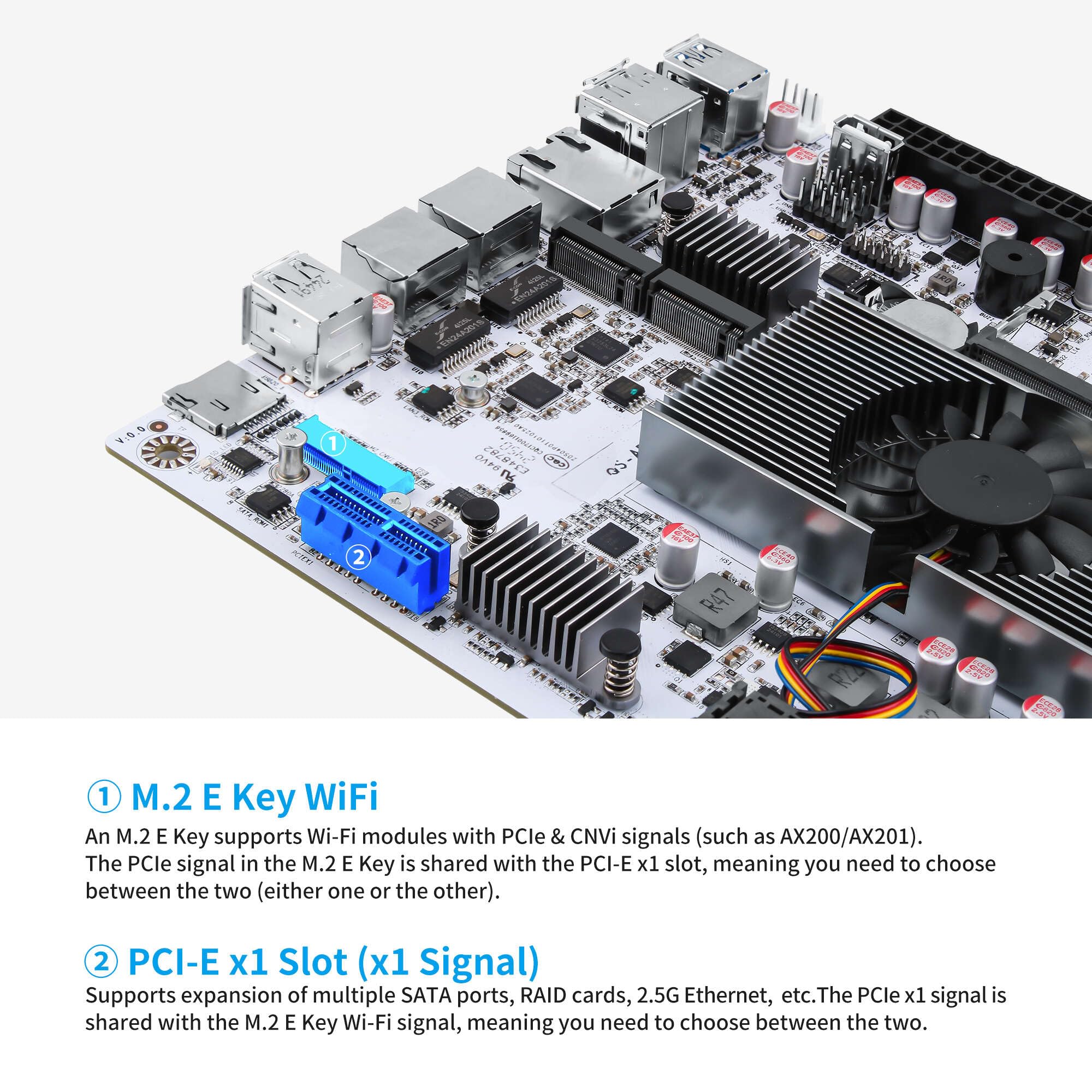8 Bay NAS Motherboard, N150, Mini-ITX Mainboard, 10Gb & Dual 2.5GbE RJ45 LAN, Dual M.2 NVMe, Computer Board, USB 3.2 10Gbp, HD, DP, DDR5, Barebone, No RAM NO SSD (No Cable)