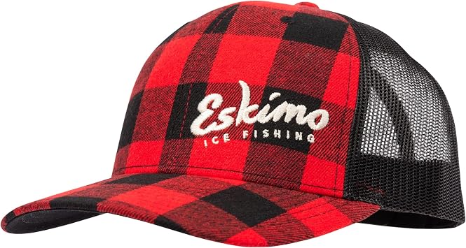 Eskimo 19-Sixty Trucker Cap, Headwear, Unisex, OSFM, Buffalo Plaid, Snapback, 43589 Black/Red