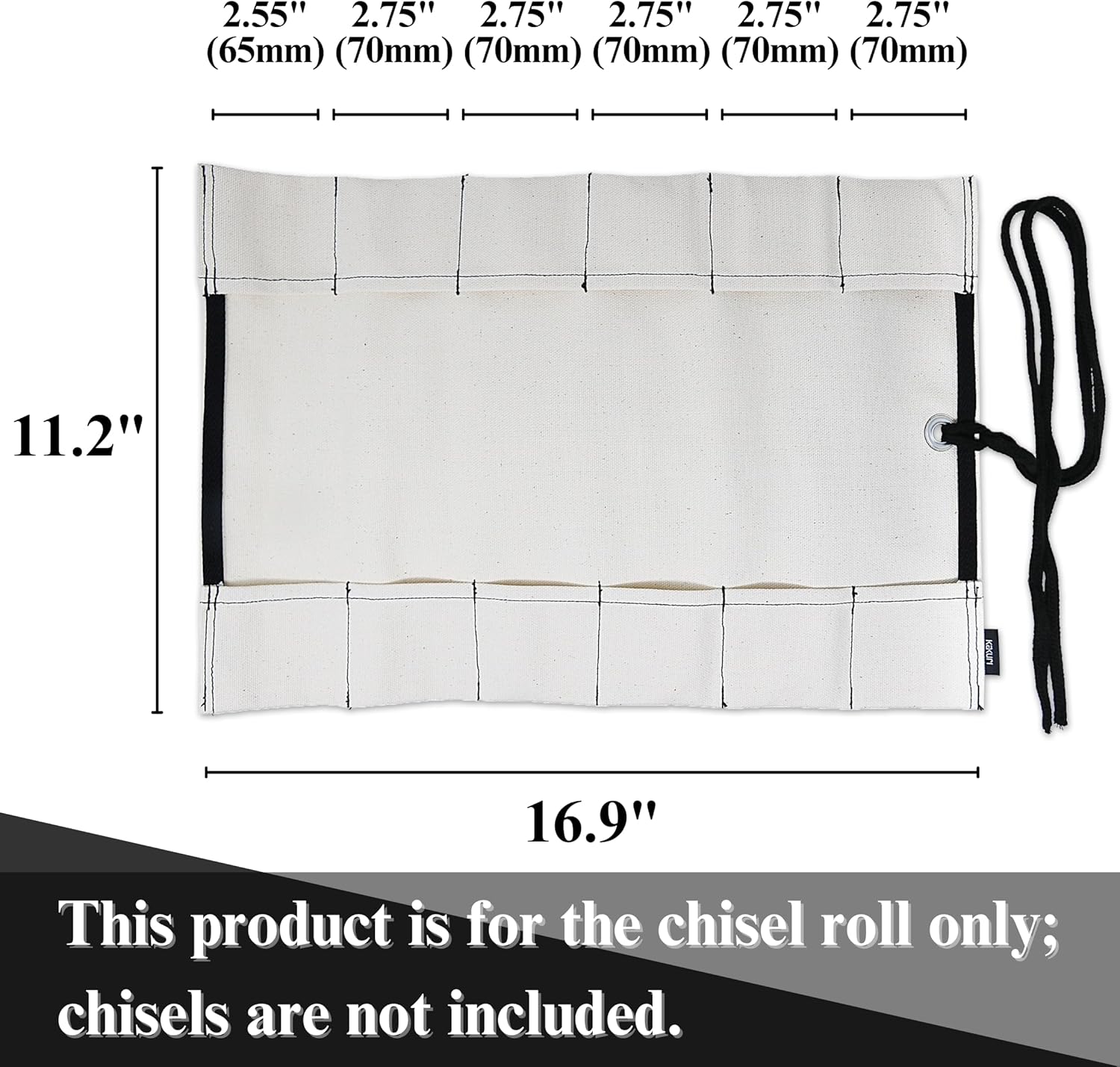 KAKURI Chisel Roll Up Pouch, Heavy-Duty Canvas, 12 Pockets Tool Roll Bag Carrying Case, Made in JAPAN