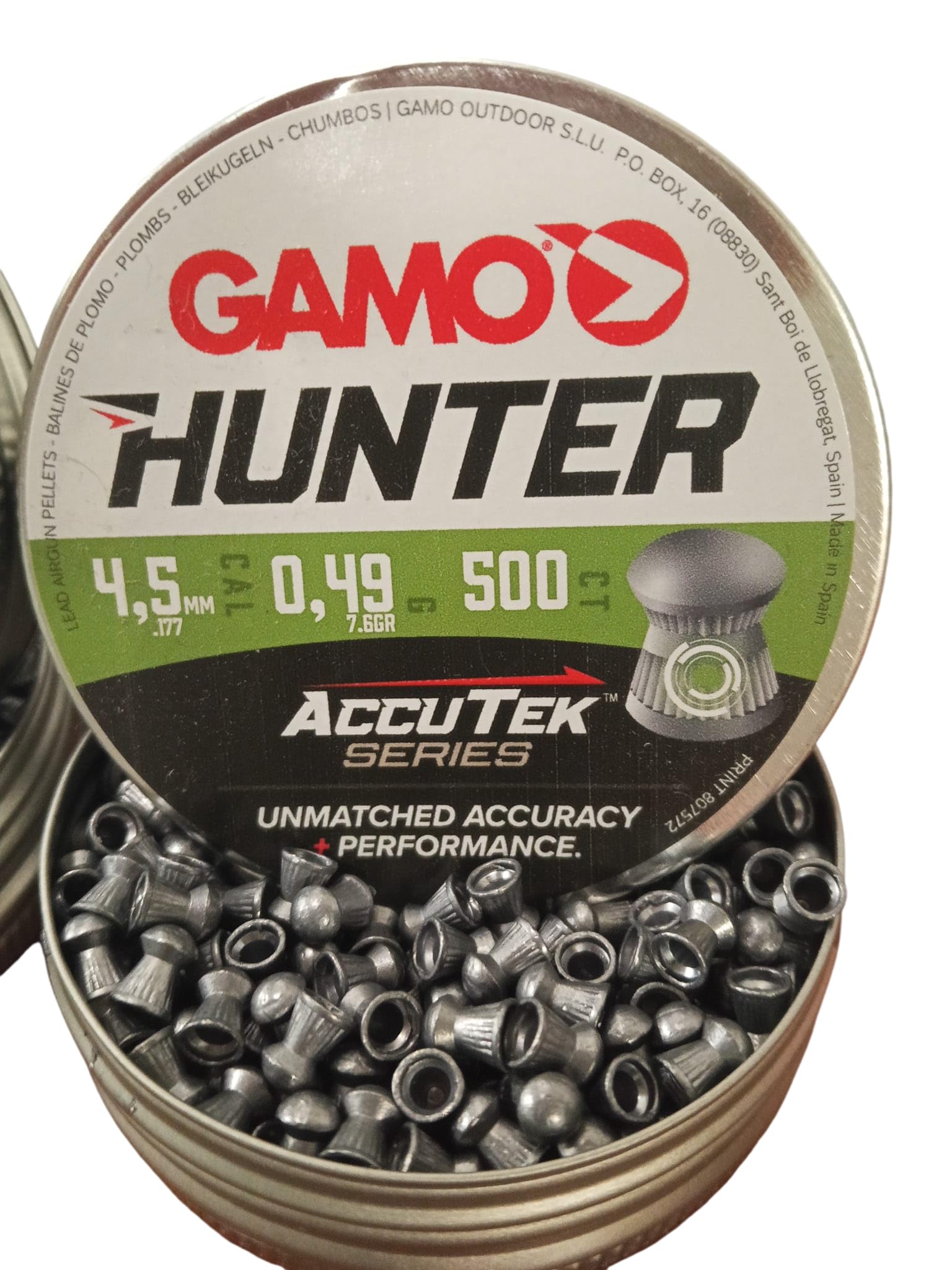 ACCUTEK Hunter - Confezione da 2 perni da 4,5 mm per aria compressa, 1000 pezzi in totale, punta a cupola ad alta precisione, moschettoni e pistole ad aria, uso sportivo e ricreativo