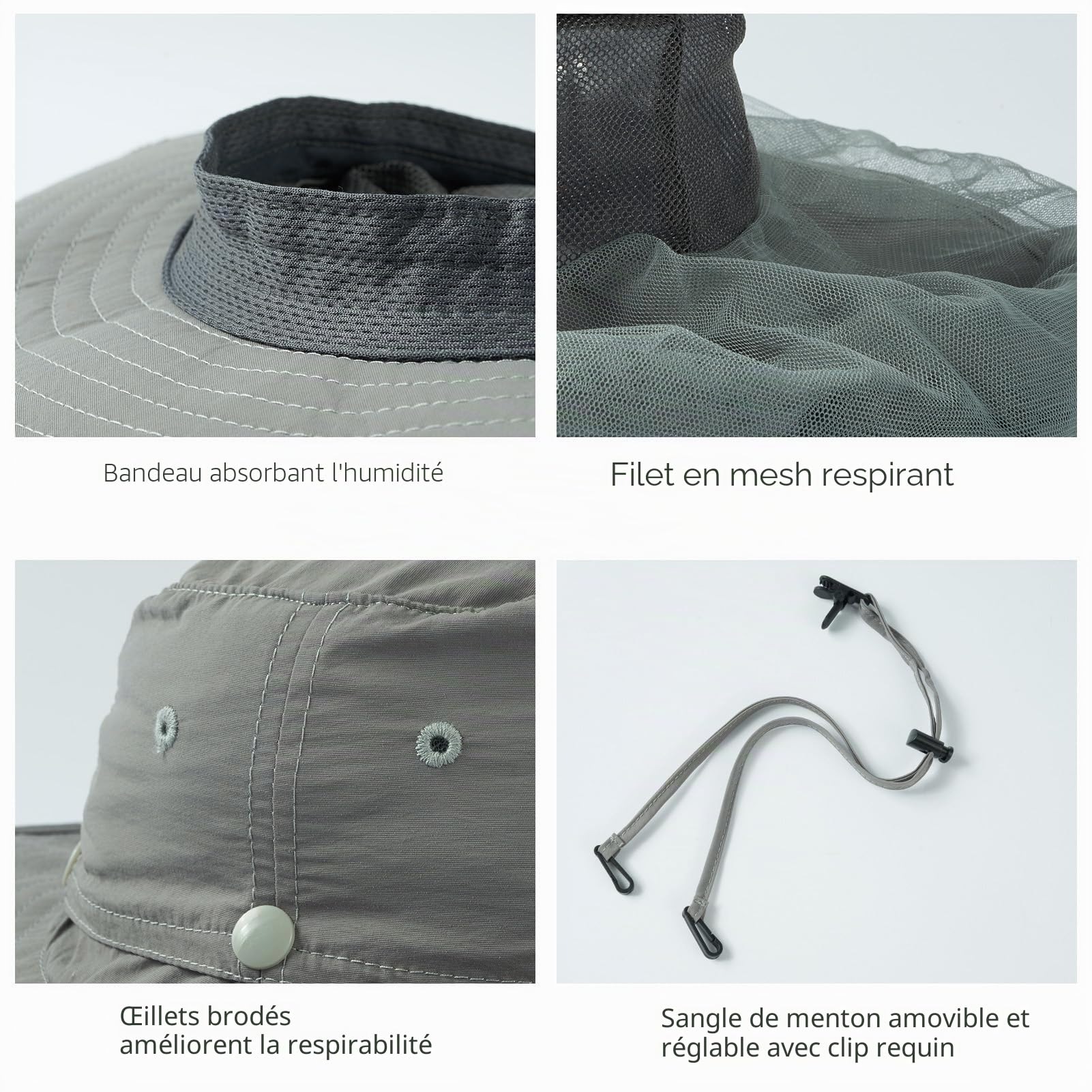 Bassdash UPF 50+ Moustique Chapeau de Soleil avec Filet de Tête Caché et Rabat de Cou pour Hommes Femmes Pêche en Plein Air Randonnée Camping
